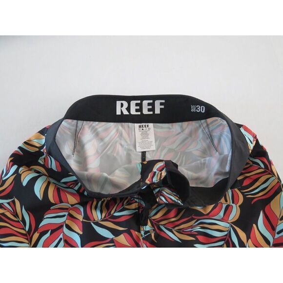 Reef Men's Sz 30 Multicolor Leaf Print Swim Trunks - Picture 5 of 7